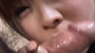 Ran Monbu sucks dick and is nailed in hairy cunt through fishnets