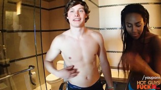 Shiny black bikini boy shorts